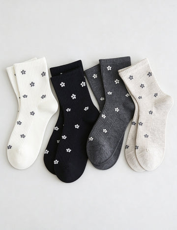 Floral Jacquard Knit Socks - DippedShop Wholesale - #6355