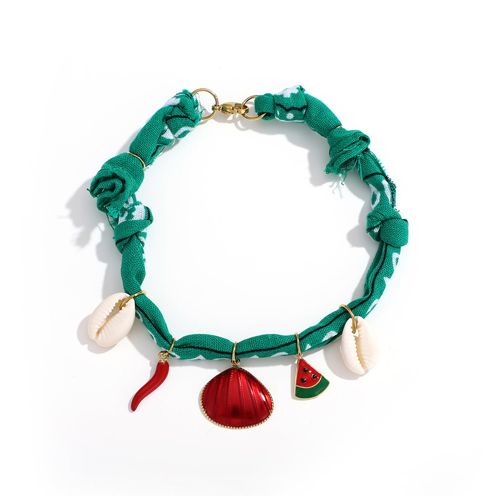 Boho Handmade Woven Flower Charm Scarf Anklet 6W6JBR747