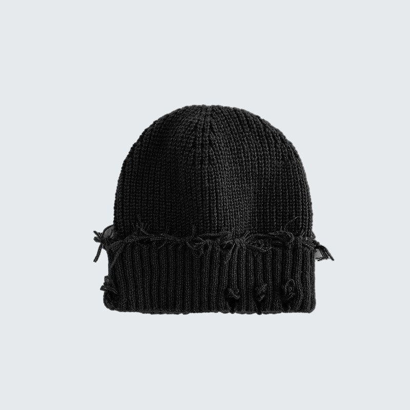 Solid Color Distressed Ripped Knit Beanie 6W6HAT664