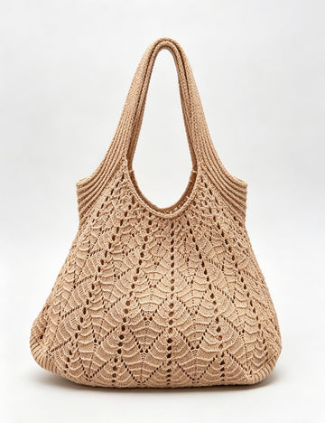 Trendy Solid Color Hand-Crochet Tote Bag 6W10BBG1775