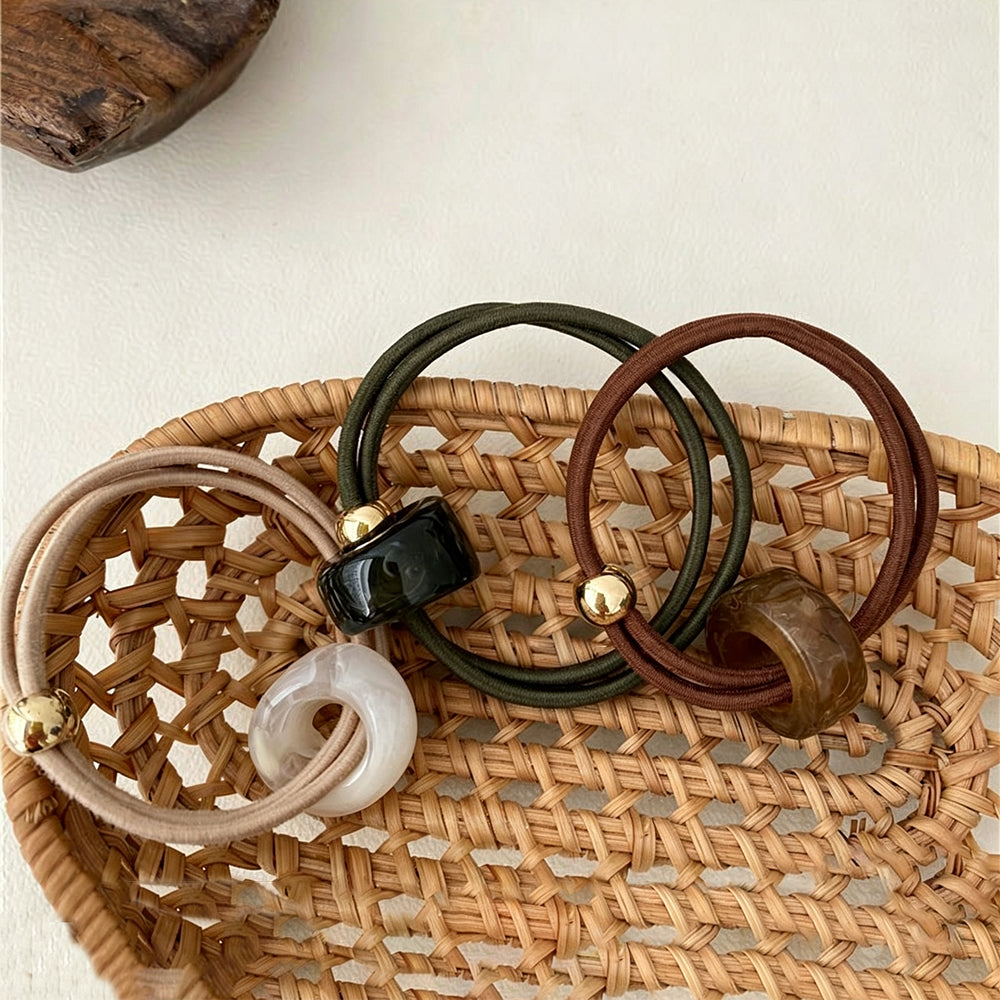 Minimalist Resin Bead High Stretchy Hair Tie 6W6HSR465