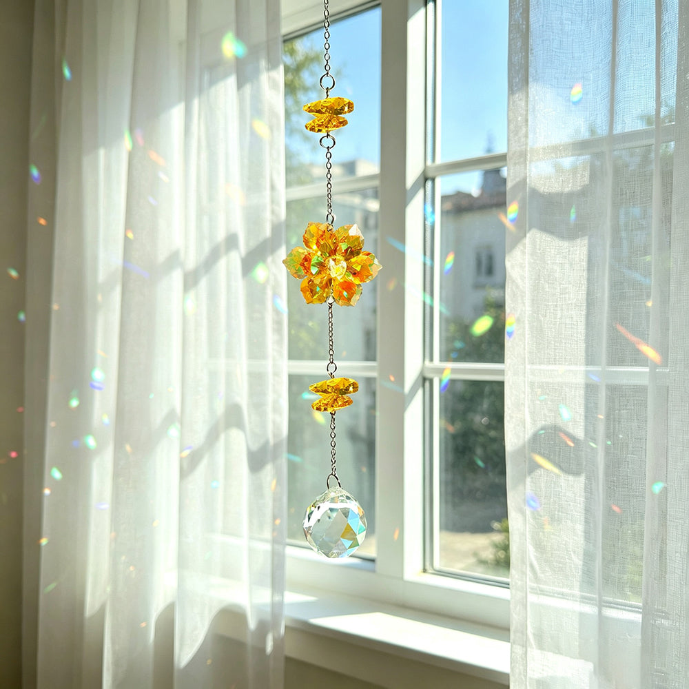Cute Flower Crystal Bead Window Hanging Suncatcher 6H7HLS197