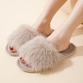 Fluffy Faux Fur Open-Toe Indoor Slippers 6W8FSP282