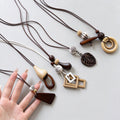 Wooden Geometric Pendant Necklace - DippedShop Wholesale - #0275