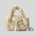 Cute Pompom Fuzzy Plush Solid Color Handbag 6W10BBG2394