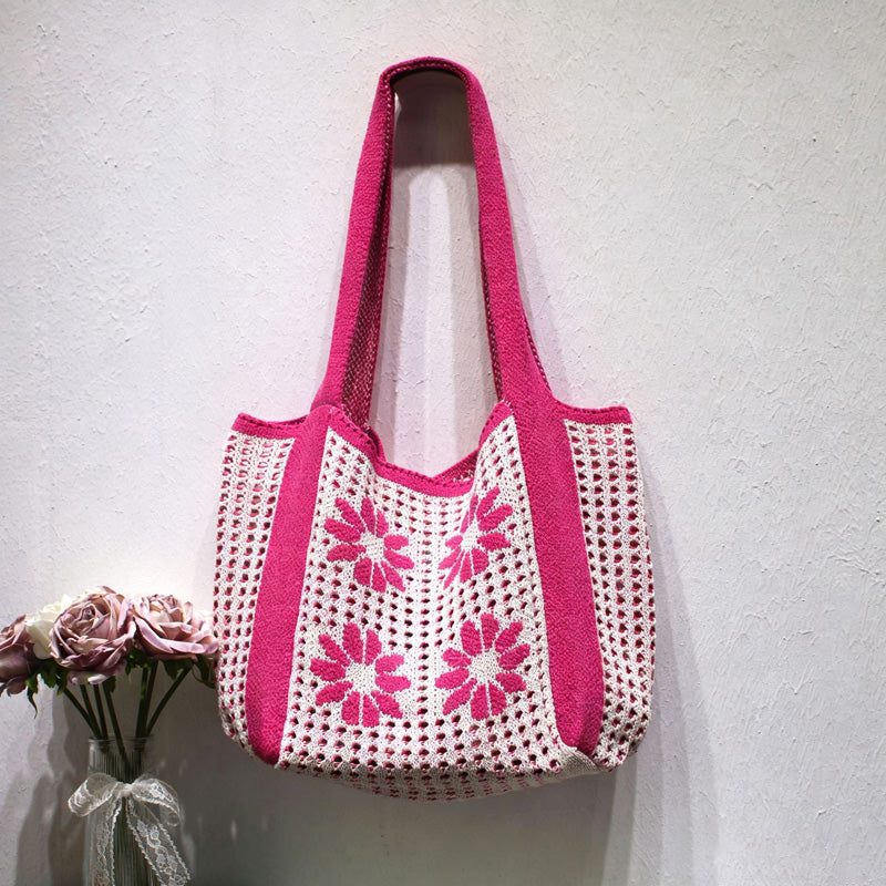 Casual Hand-Crochet Hollow Flower Tote Bag 6W10BBG1776