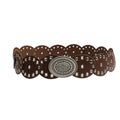 Retro Western Oval Buckle Wide Disc Waist Belt 6W6JBT234
