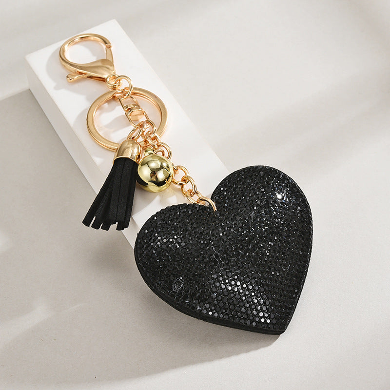 Rhinestone Heart Tassel Bag Charm - DippedShop Wholesale - #4803