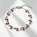 Cute Cherry Rhinestone Gold Plated Chain Bracelet 6W6JBR516