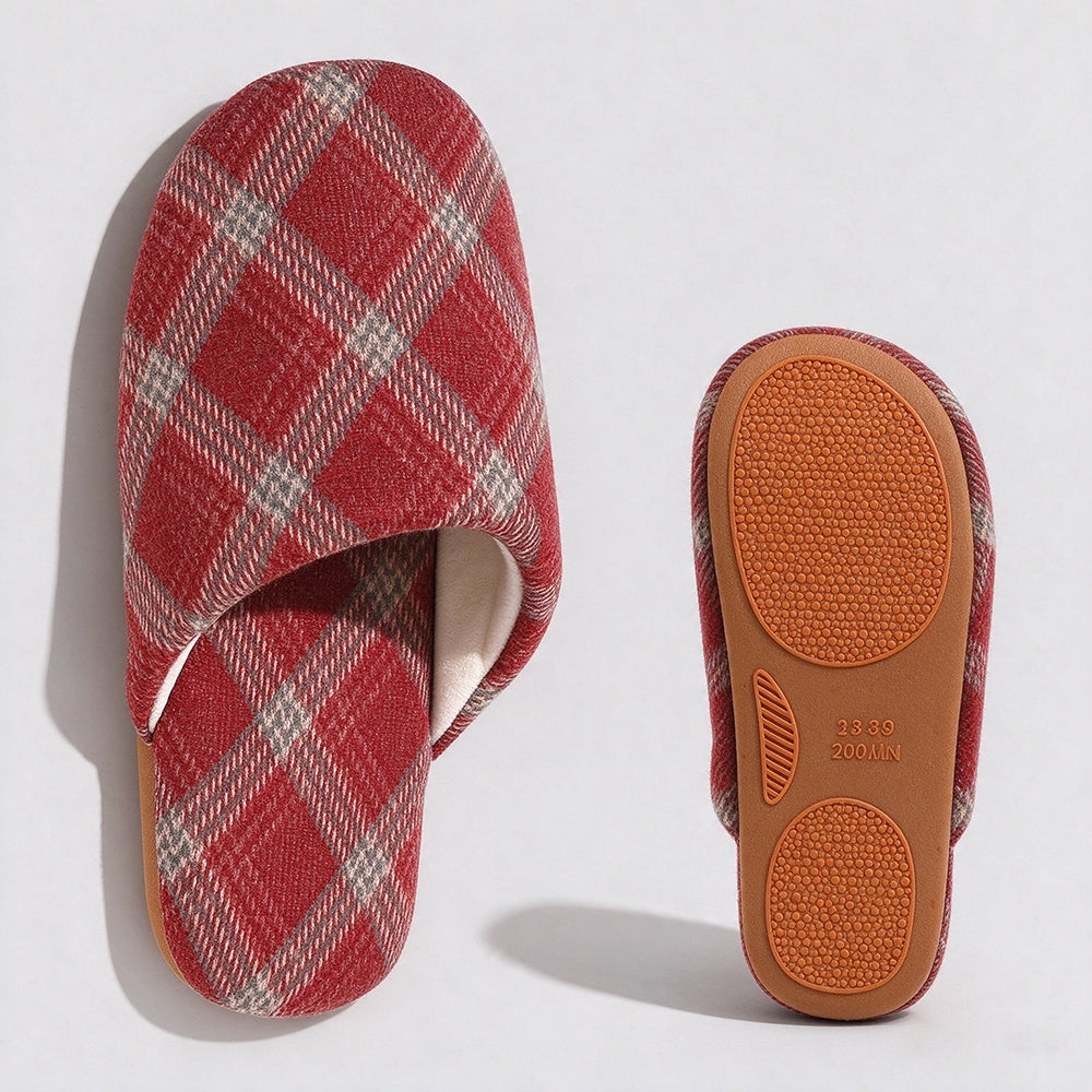 Color Contrast Plaid Soft Non-Slip Indoor Slippers 6W8FSP292