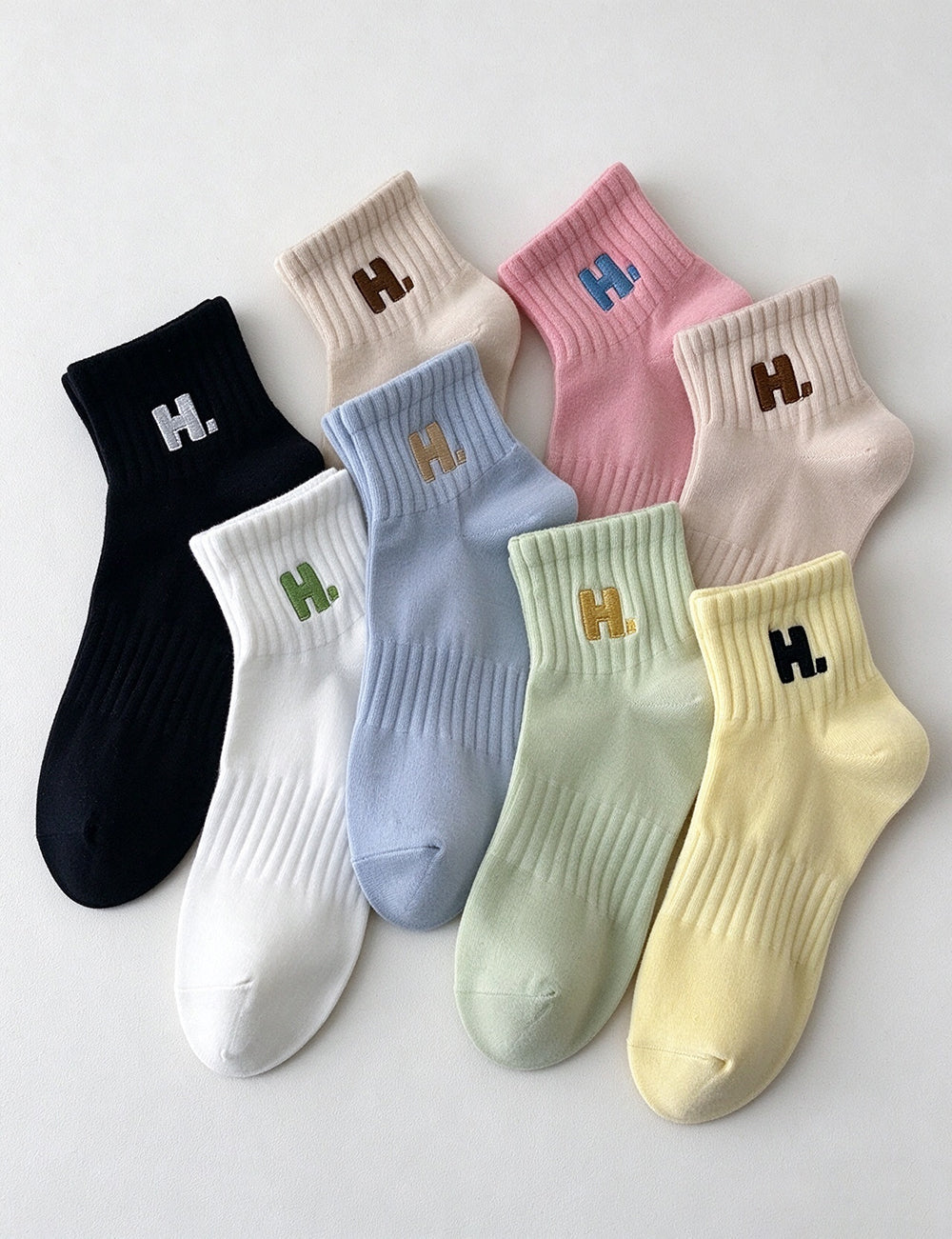 Letter Embroidery Knit Socks - DippedShop Wholesale - #1427