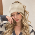 Minimalist Solid Color Fold-Over Cuff Knit Hat 6W6HAT632