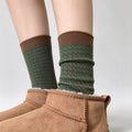 Houndstooth Striped Crew Socks - DippedShop Wholesale - #6179