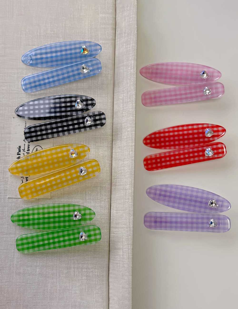 Plaid Heart Hair Clip - DippedShop Wholesale - #7923