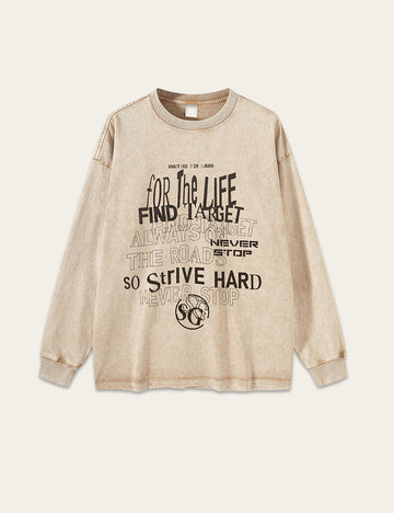 Retro Washed Letter Print Loose T-Shirt DP25E570