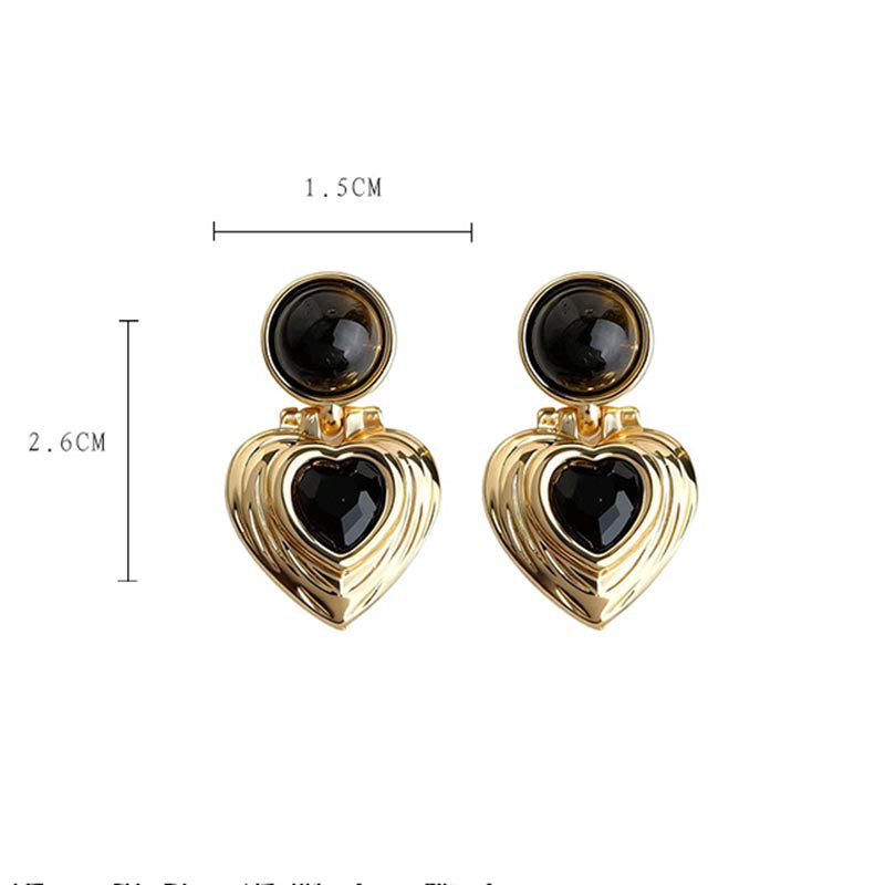Retro Gold Heart Earrings - DippedShop Wholesale - #5555