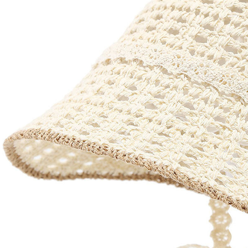Lace Ribbon Beach Hat - DippedShop Wholesale - #4627