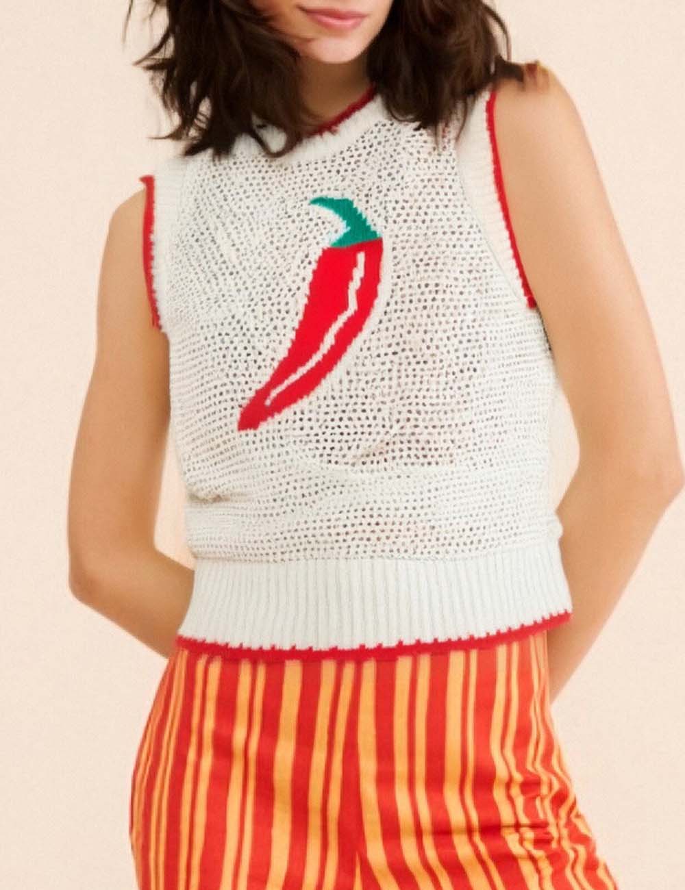 Casual Hollow Out Loose Sleeveless Knit Vest DP25F501