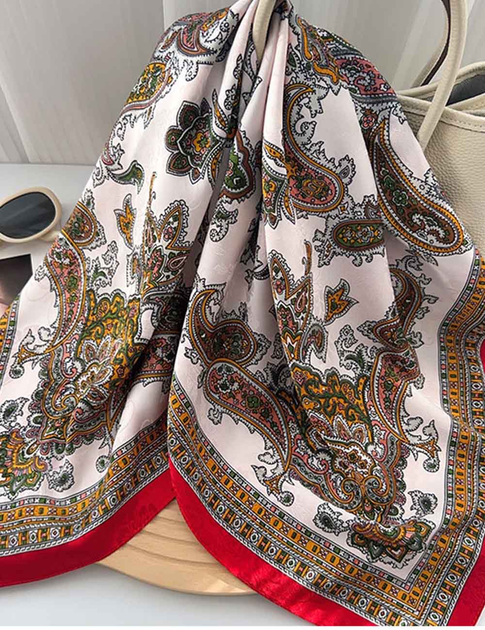Retro Paisley Print Jacquard Neckerchief Square Scarf MK2BW6W6NSI08