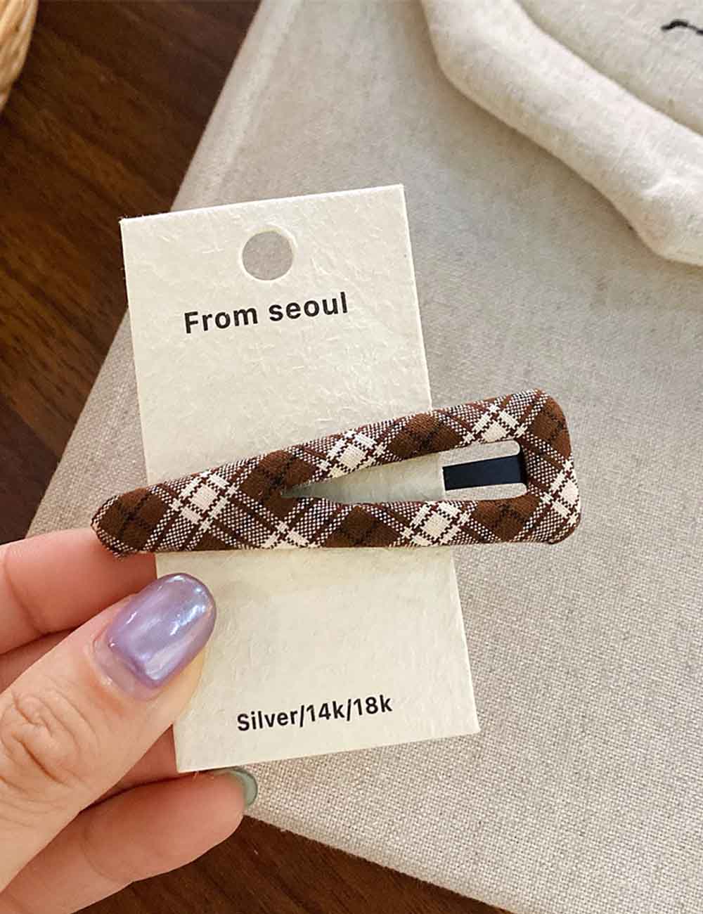 Color Block Geometric Plaid Hair Clip DP25F566