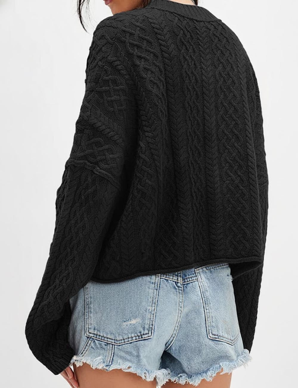 Minimalist Cable Knit Solid Color Cropped Cardigan DP25H644