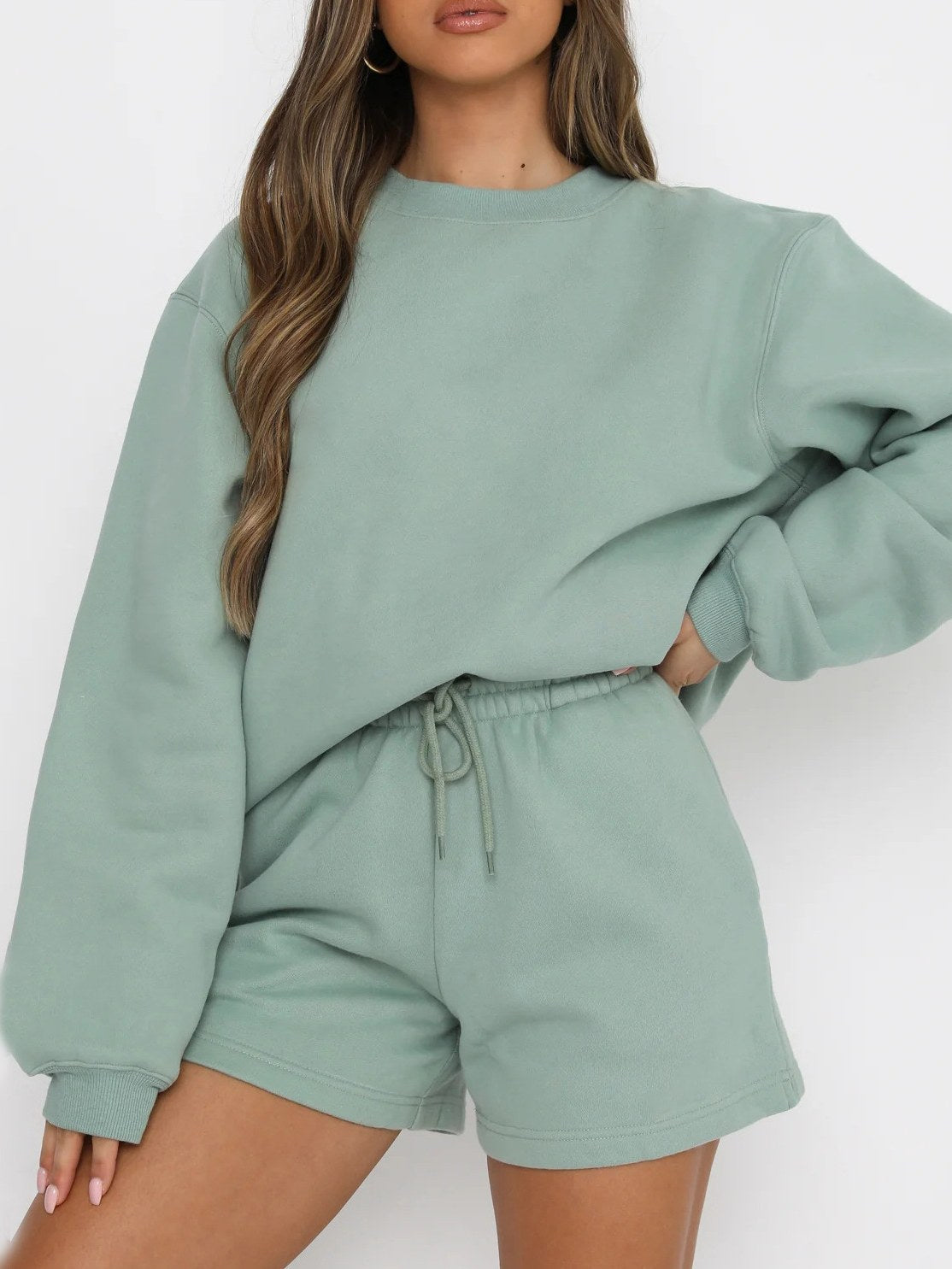 Solid Sweatshirt Short Set - DippedShop Wholesale - #3587