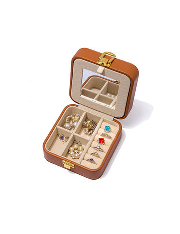 Solid Color Portable Mini Jewelry Case With Mirror DP25F858