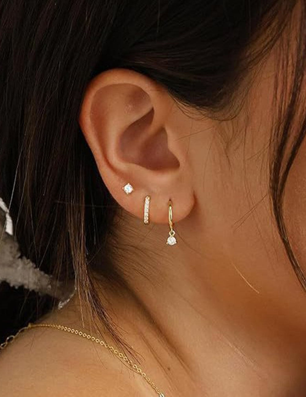 Simple Gold Plated Cubic Zirco - DippedShop Wholesale - #0595