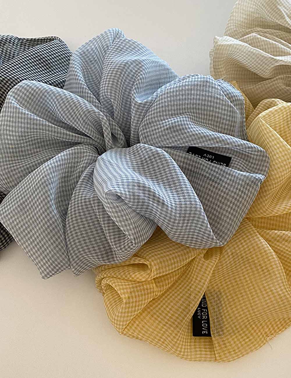 Plaid Mesh Hair Scrunchie - DippedShop Wholesale - #9859