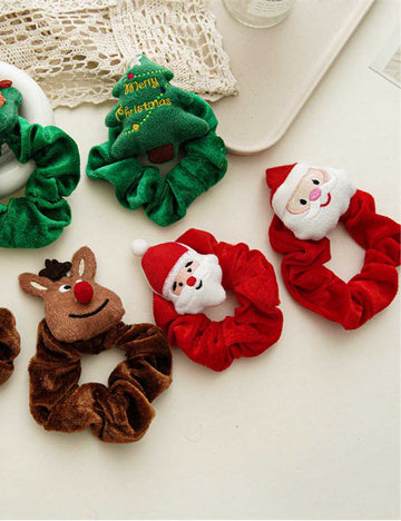 Cute Christmas Theme Plush Soft Hair Tie DP25G602