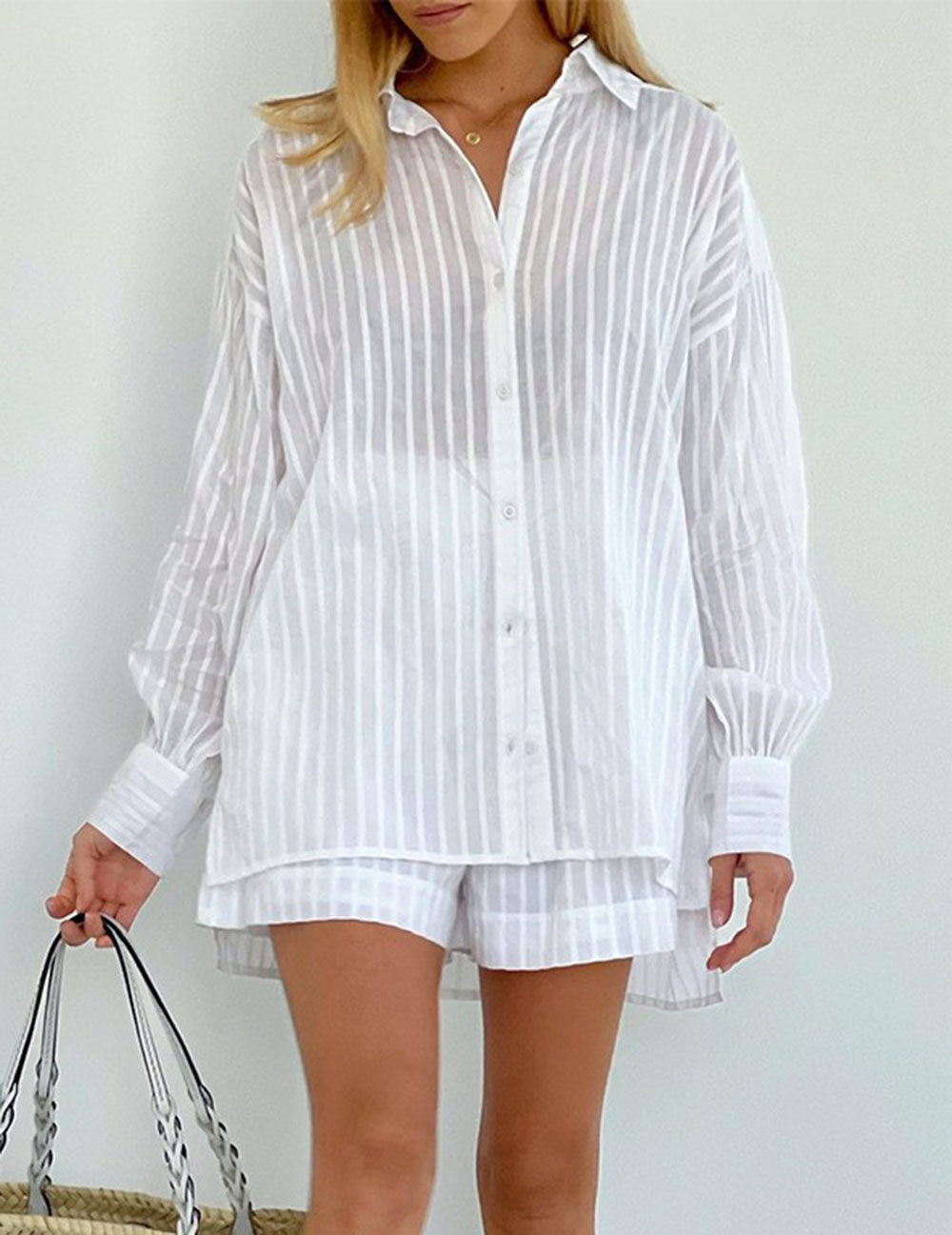 Striped Lantern Sleeve Set - DippedShop Wholesale - #1043