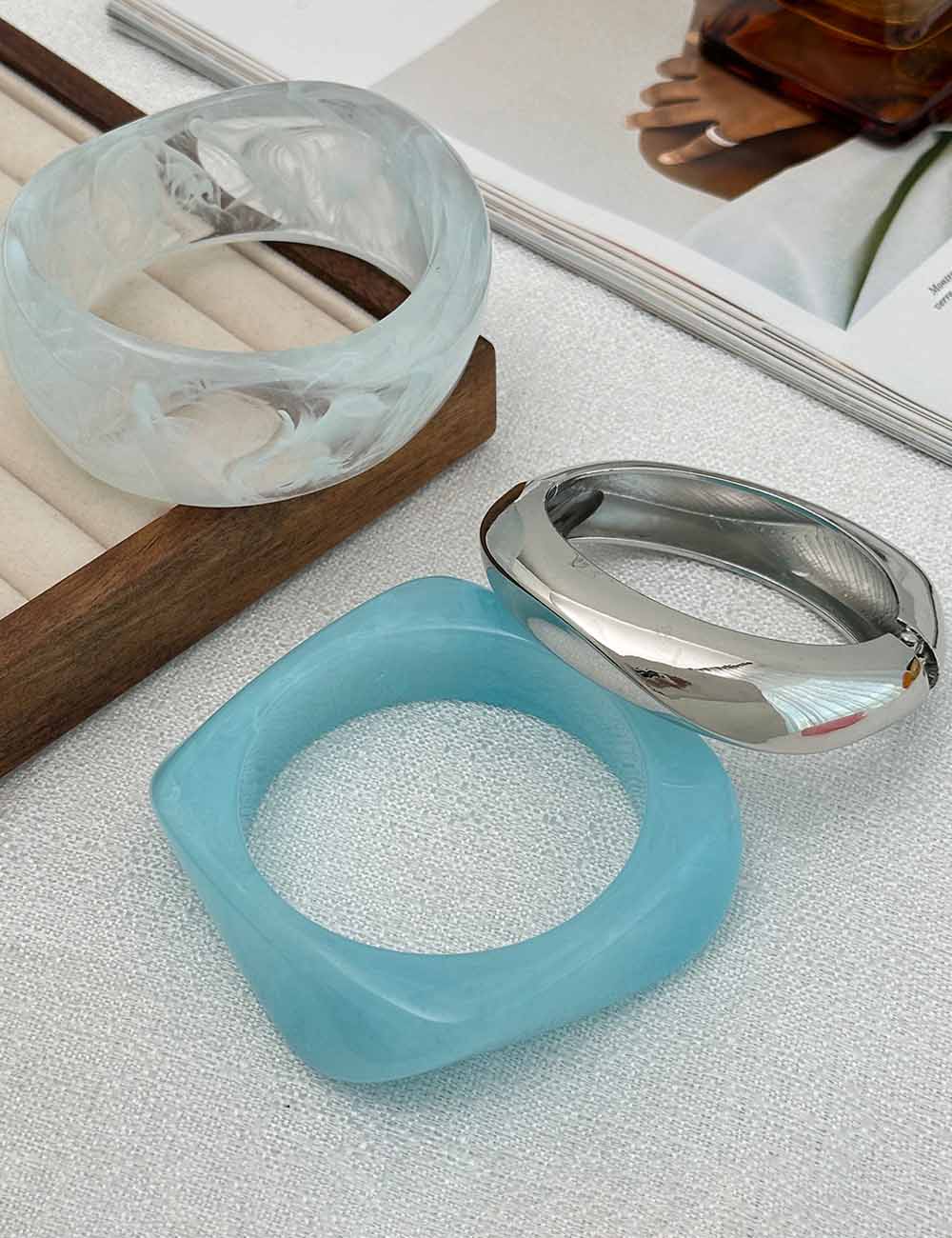 Minimalist Irregular Statement Resin Bangle Bracelet DP26I416