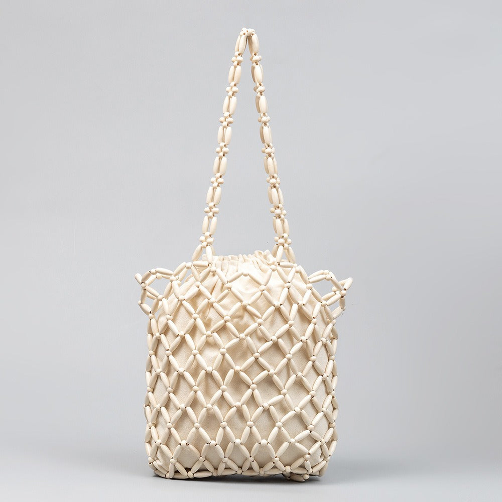 Chic Hollow Out Wooden Bead Bag DP25B738