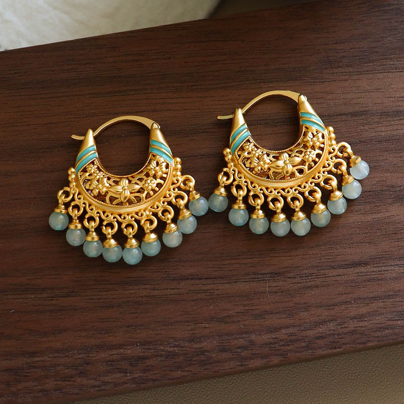 Bohemian Pearl Tassel Hoop Earrings - DippedShop Wholesale - #2643