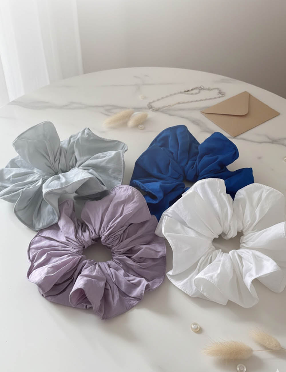Solid Color Oversized Ruffled Hair Scrunchies DP25F980