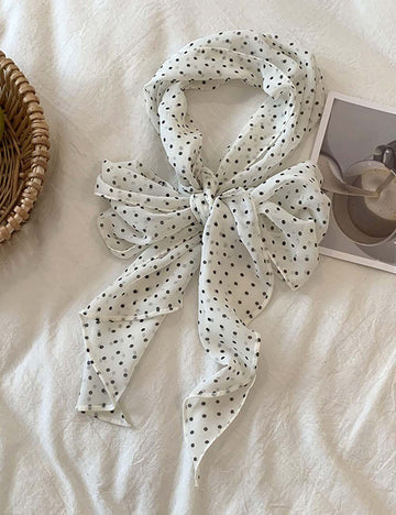 Vintage Long Polka Dots Thin Silk Scarf MK2BLW6W6NSI81