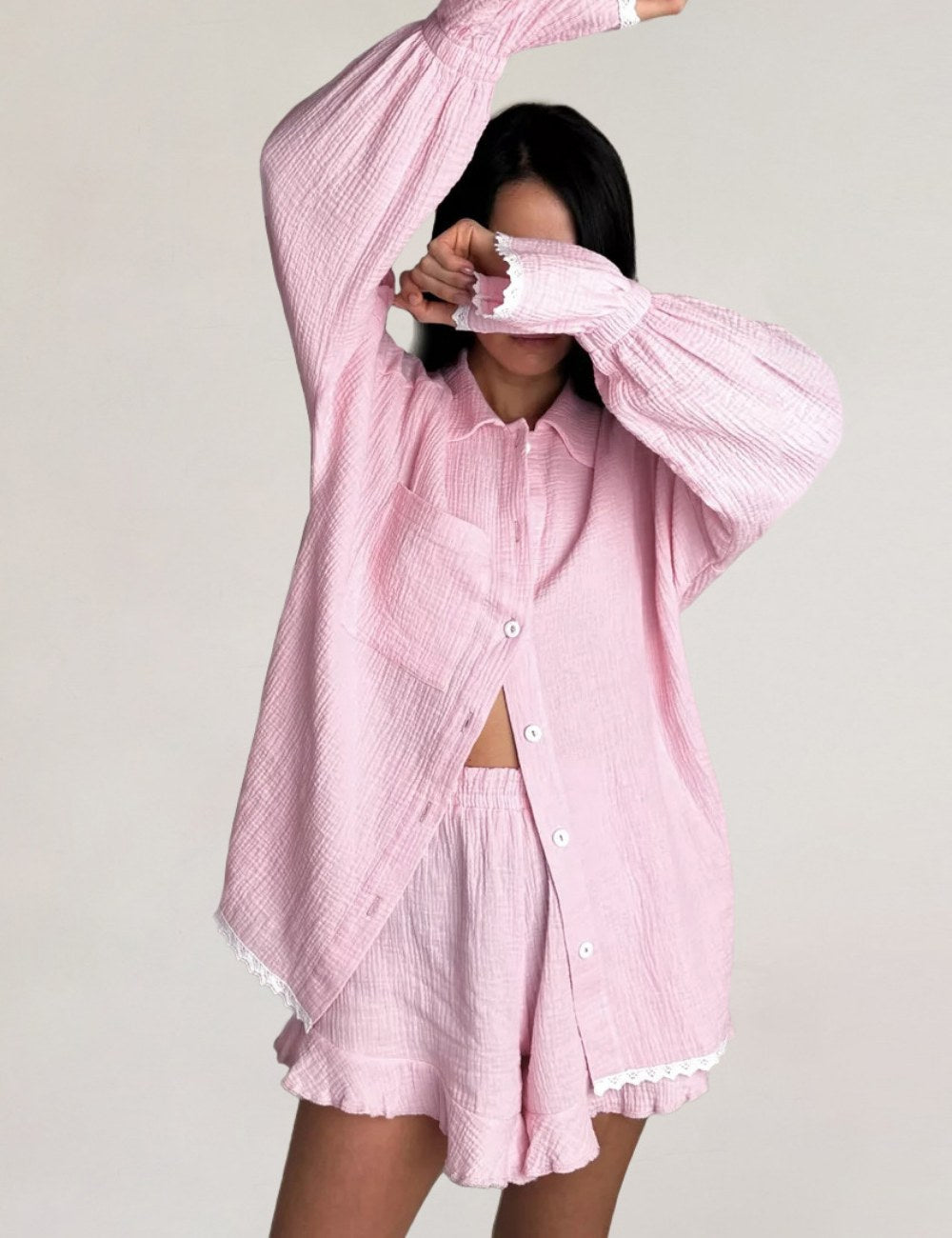 Flounce Solid Homewear Set - DippedShop Wholesale - #0035