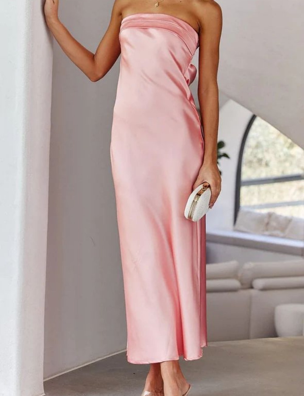 Solid Color Strapless Backless Long Dress DP25A522