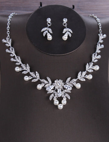 Flower Rhinestone Jewelry Earrings Jewelry Set DPJS1207