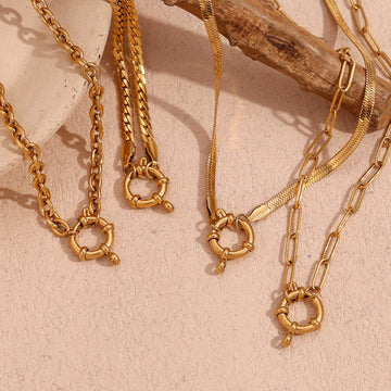 2+ O Shape Pendant Different Chain Necklaces DPJN2909