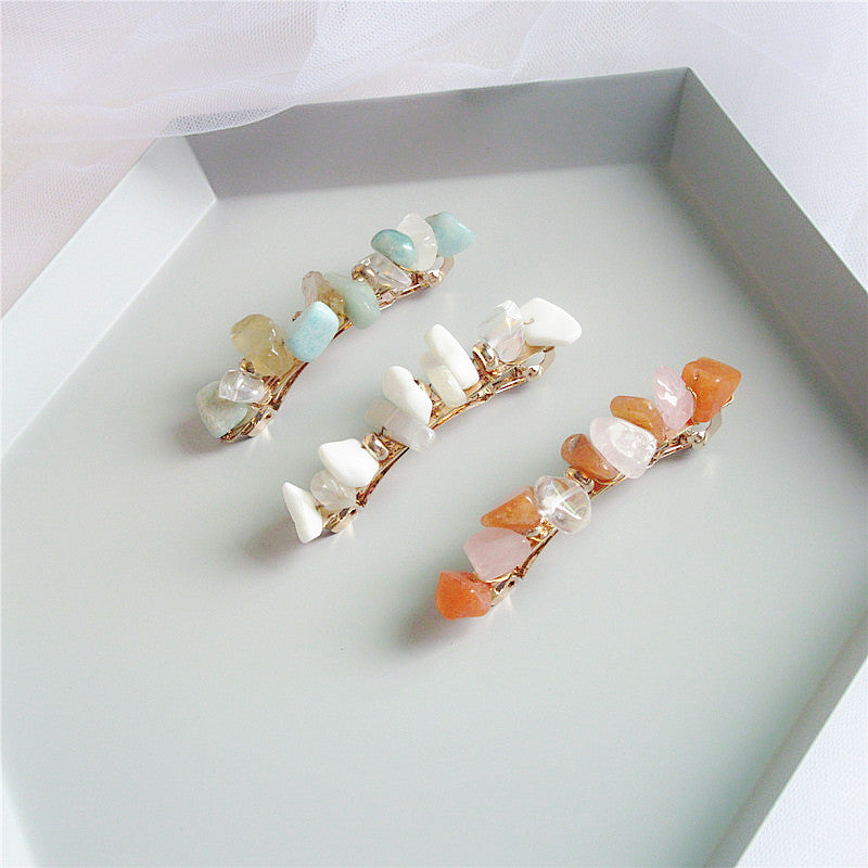 Dainty Irregular Stone Beaded Hair Barrette 6W6HCP1262