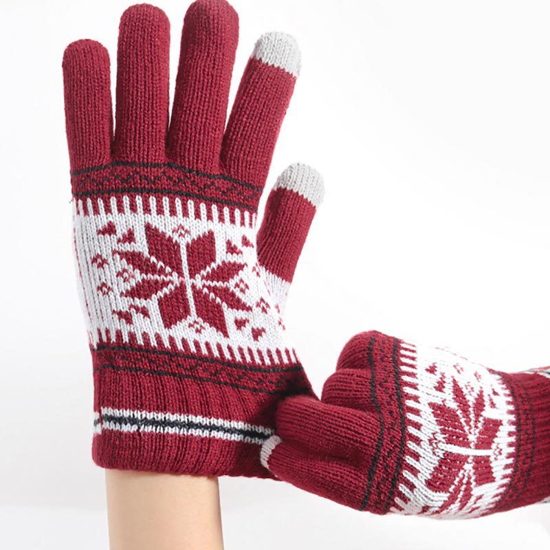 Winter Warm Snowflake Thicken Warm Knit Glove DP25H439