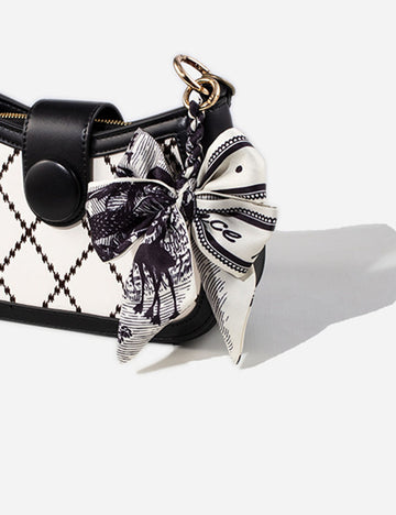 Vintage Lace Print Bow Scarf Bag Charm DP25D676