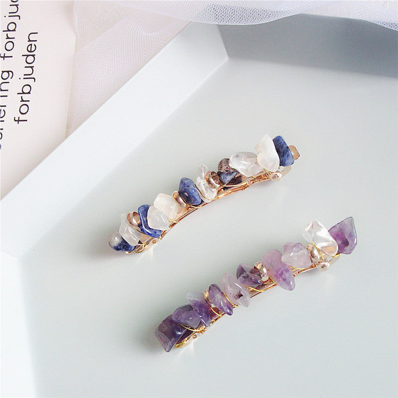 Dainty Irregular Stone Beaded Hair Barrette 6W6HCP1262