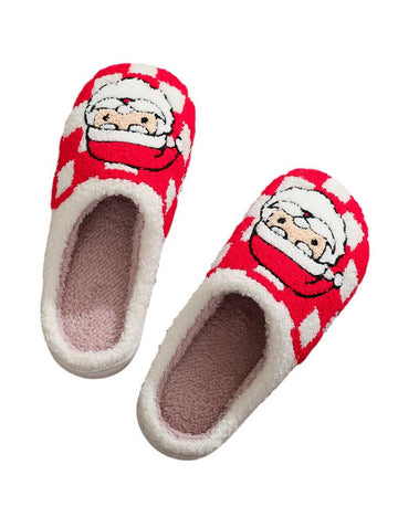 Plaid Santa Claus Warm Fleece Winter Slippers DP25H489