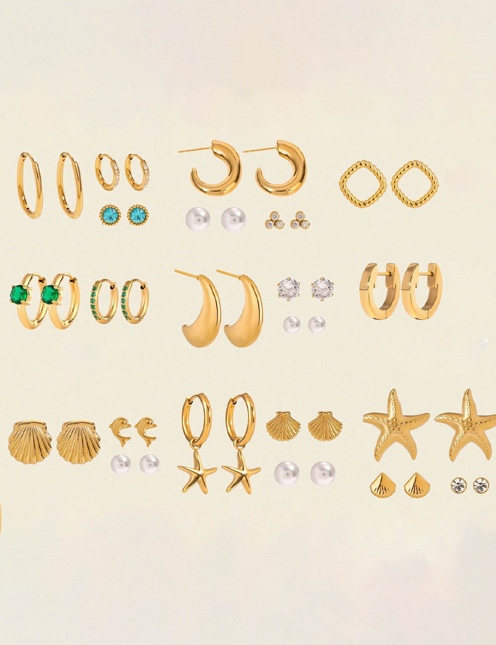 Gold Plated Rhinestone Hoops - DippedShop Wholesale - #9667