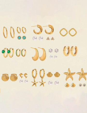 Gold Plated Rhinestone Hoops - DippedShop Wholesale - #9667