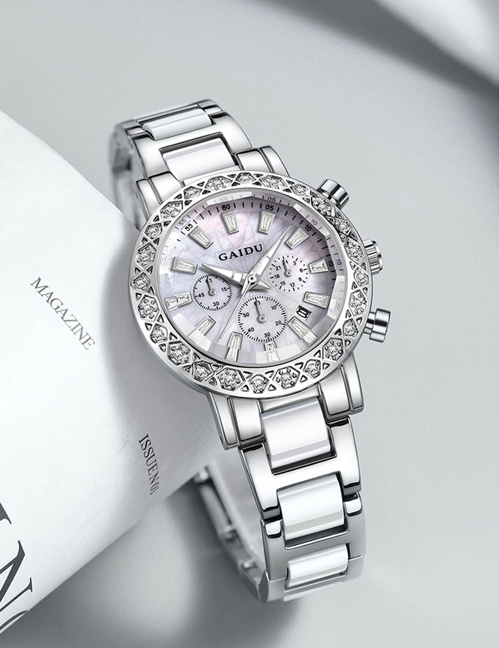 Luxury Diamond Chronograph Analog Quartz Watch MK2SSAS6W6JWA17