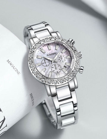 Luxury Diamond Chronograph Analog Quartz Watch MK2SSAS6W6JWA17