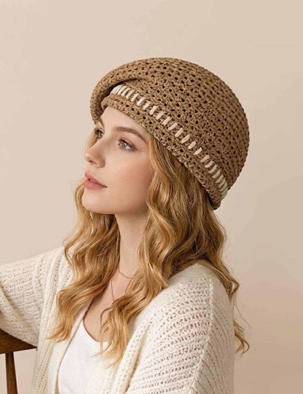 Elegant Crochet Straw Beret - DippedShop Wholesale - #9091